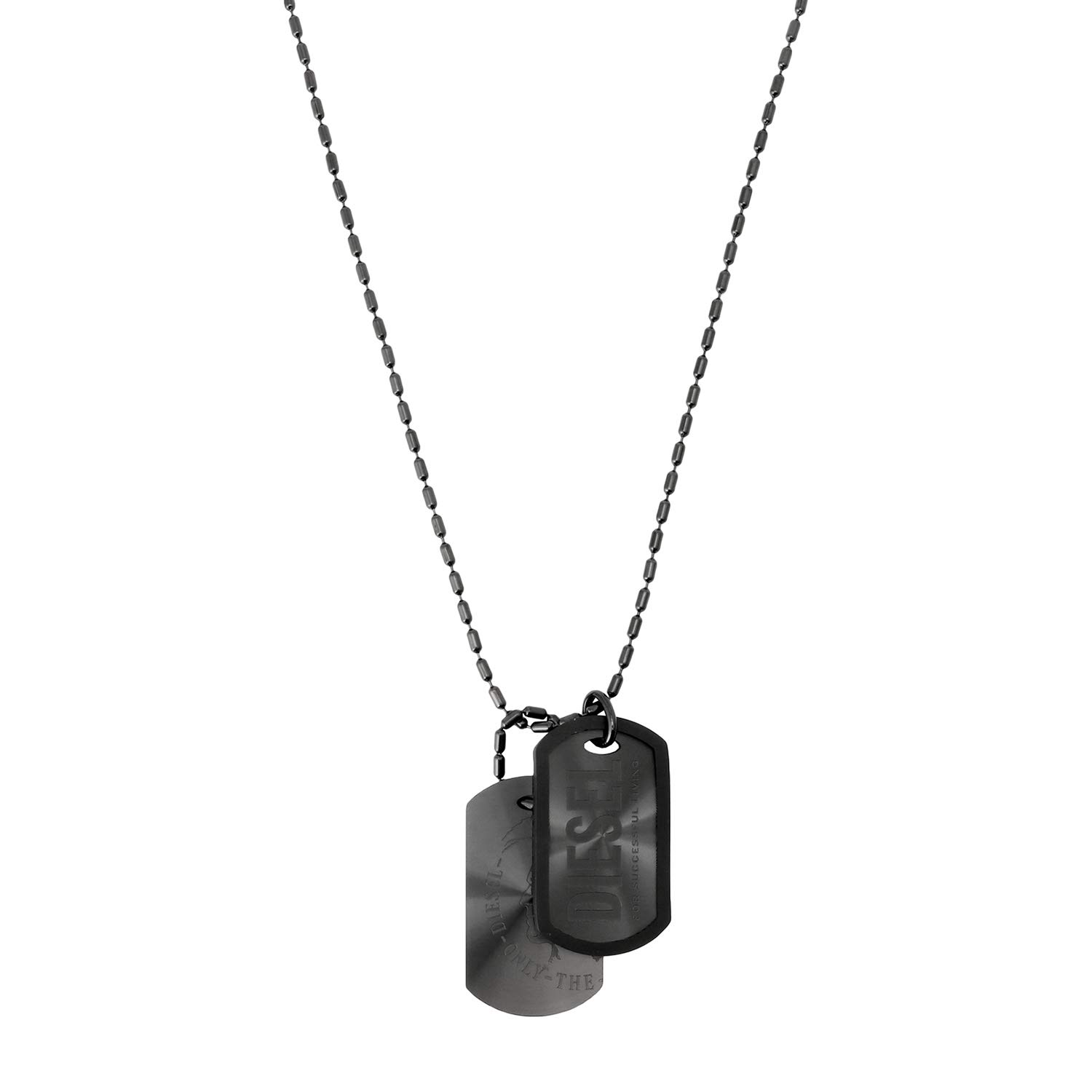 DIESEL DX0014040 Double Plate Dog Tag Necklace Pendant Stainless