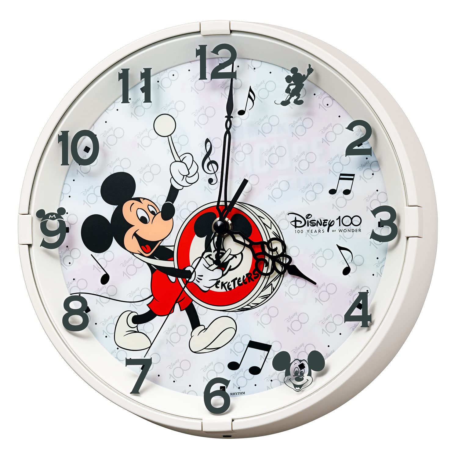 RHYTHM disney Mickey Mouse Wall Clock White 28x5.2cm Silent